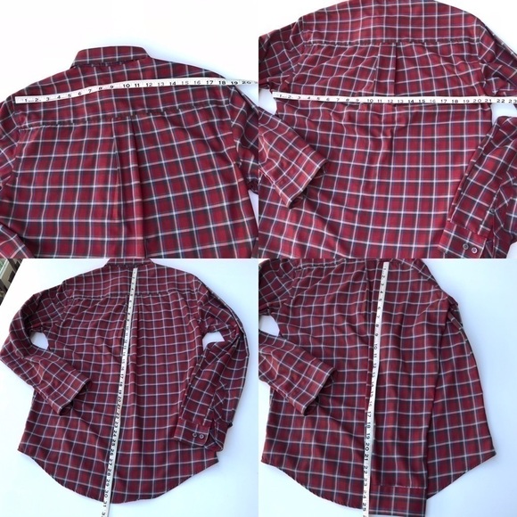 Van Heusen Red Plaid Button Down Pocket Shirt M - Picture 6 of 7